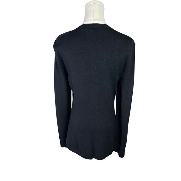 BCBGMAXAZRIA top women’s size large black long sleeve knit fit & flare sweater - Picture 2 of 9